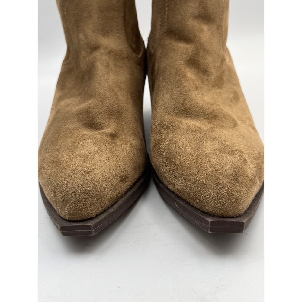 Tan Faux Suede Embroidered Western Cowboy Over the Knee Boots 10W Wide Width - Picture 9 of 11